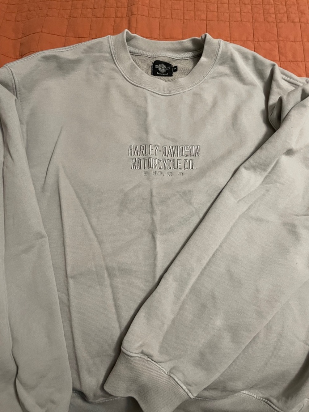 Harley-Davidson Light Gray Embroidered Crewneck Sweatshirt